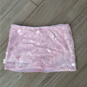 Pink Sequin Mini Skort